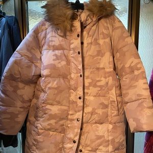 Puffy pink camouflage jacket